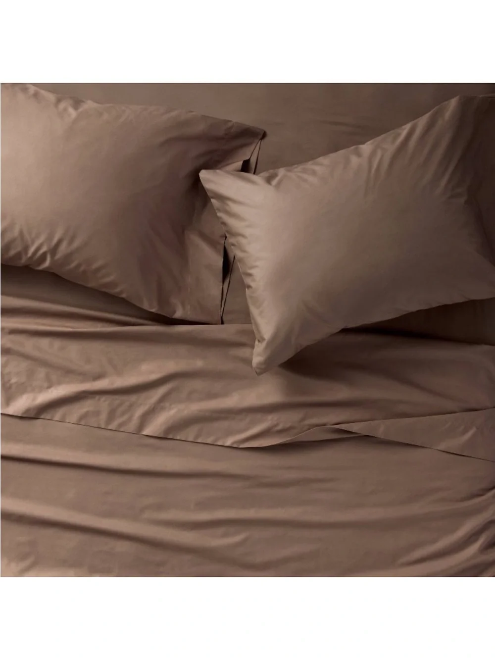 NWT California King 400 Thread Count Percale Sheet Set Fig Brown - Casaluna